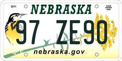 NE license plate 97ZE90