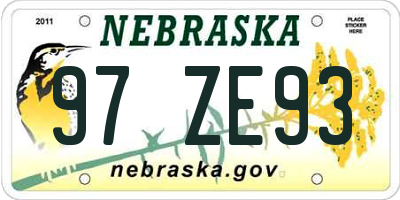NE license plate 97ZE93