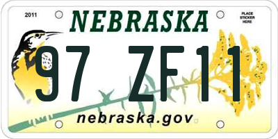 NE license plate 97ZF11
