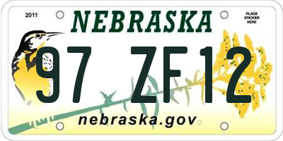 NE license plate 97ZF12