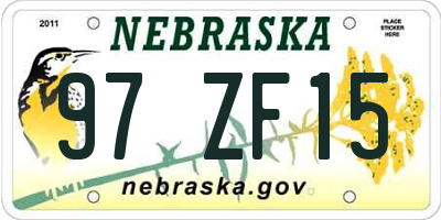 NE license plate 97ZF15