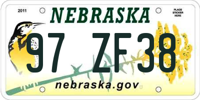 NE license plate 97ZF38