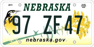 NE license plate 97ZF47