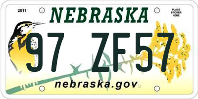 NE license plate 97ZF57