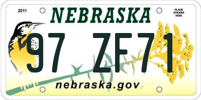 NE license plate 97ZF71