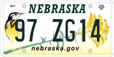 NE license plate 97ZG14