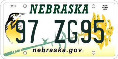 NE license plate 97ZG95