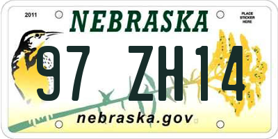 NE license plate 97ZH14