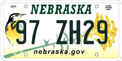 NE license plate 97ZH29