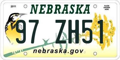 NE license plate 97ZH51