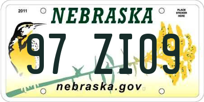 NE license plate 97ZI09
