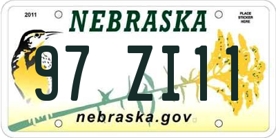 NE license plate 97ZI11