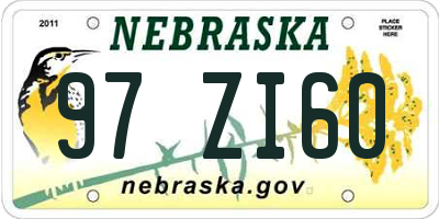 NE license plate 97ZI60