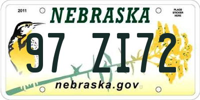 NE license plate 97ZI72