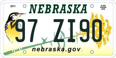 NE license plate 97ZI90