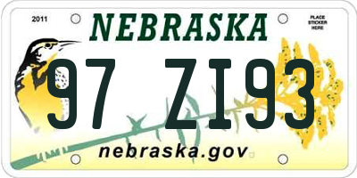NE license plate 97ZI93