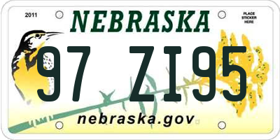 NE license plate 97ZI95