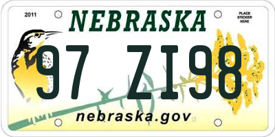 NE license plate 97ZI98
