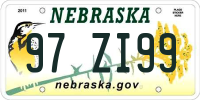 NE license plate 97ZI99