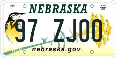 NE license plate 97ZJ00