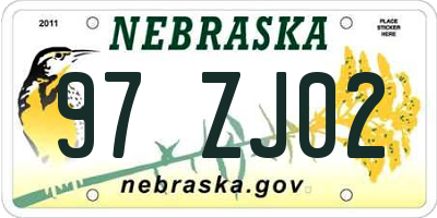 NE license plate 97ZJ02