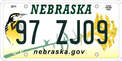 NE license plate 97ZJ09