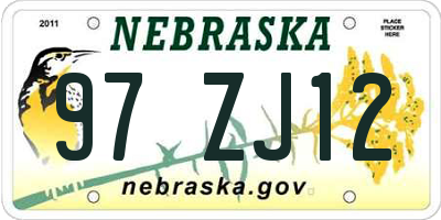 NE license plate 97ZJ12