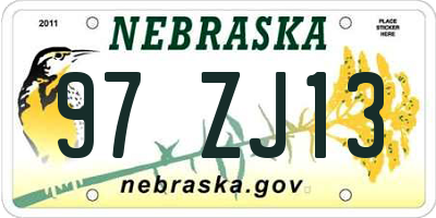 NE license plate 97ZJ13