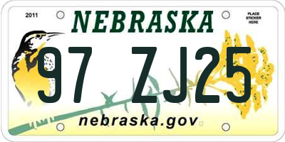 NE license plate 97ZJ25