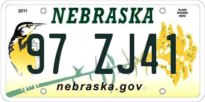 NE license plate 97ZJ41