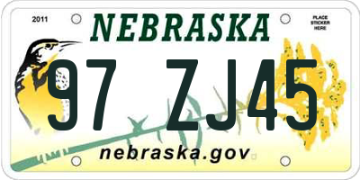 NE license plate 97ZJ45