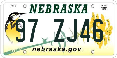 NE license plate 97ZJ46