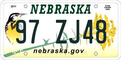 NE license plate 97ZJ48