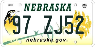 NE license plate 97ZJ52