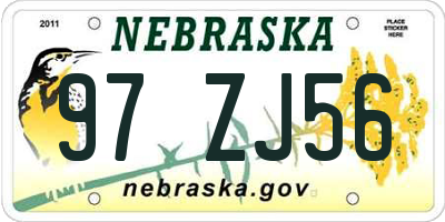 NE license plate 97ZJ56