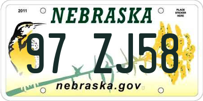 NE license plate 97ZJ58