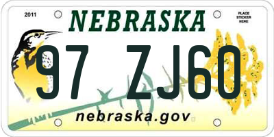NE license plate 97ZJ60