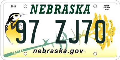 NE license plate 97ZJ70