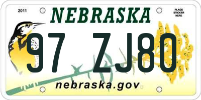NE license plate 97ZJ80