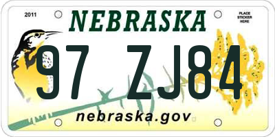 NE license plate 97ZJ84