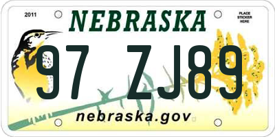 NE license plate 97ZJ89