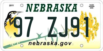 NE license plate 97ZJ91