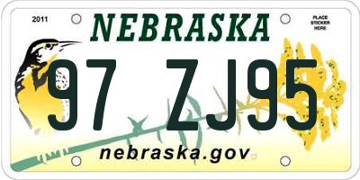 NE license plate 97ZJ95