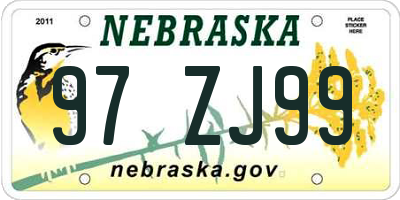 NE license plate 97ZJ99