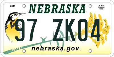 NE license plate 97ZK04