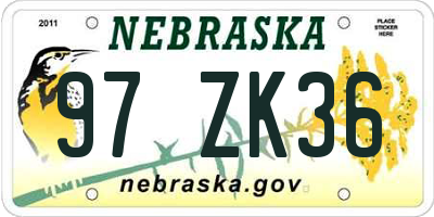 NE license plate 97ZK36