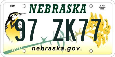 NE license plate 97ZK77