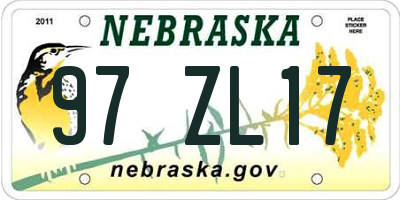 NE license plate 97ZL17
