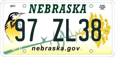 NE license plate 97ZL38