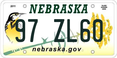 NE license plate 97ZL60